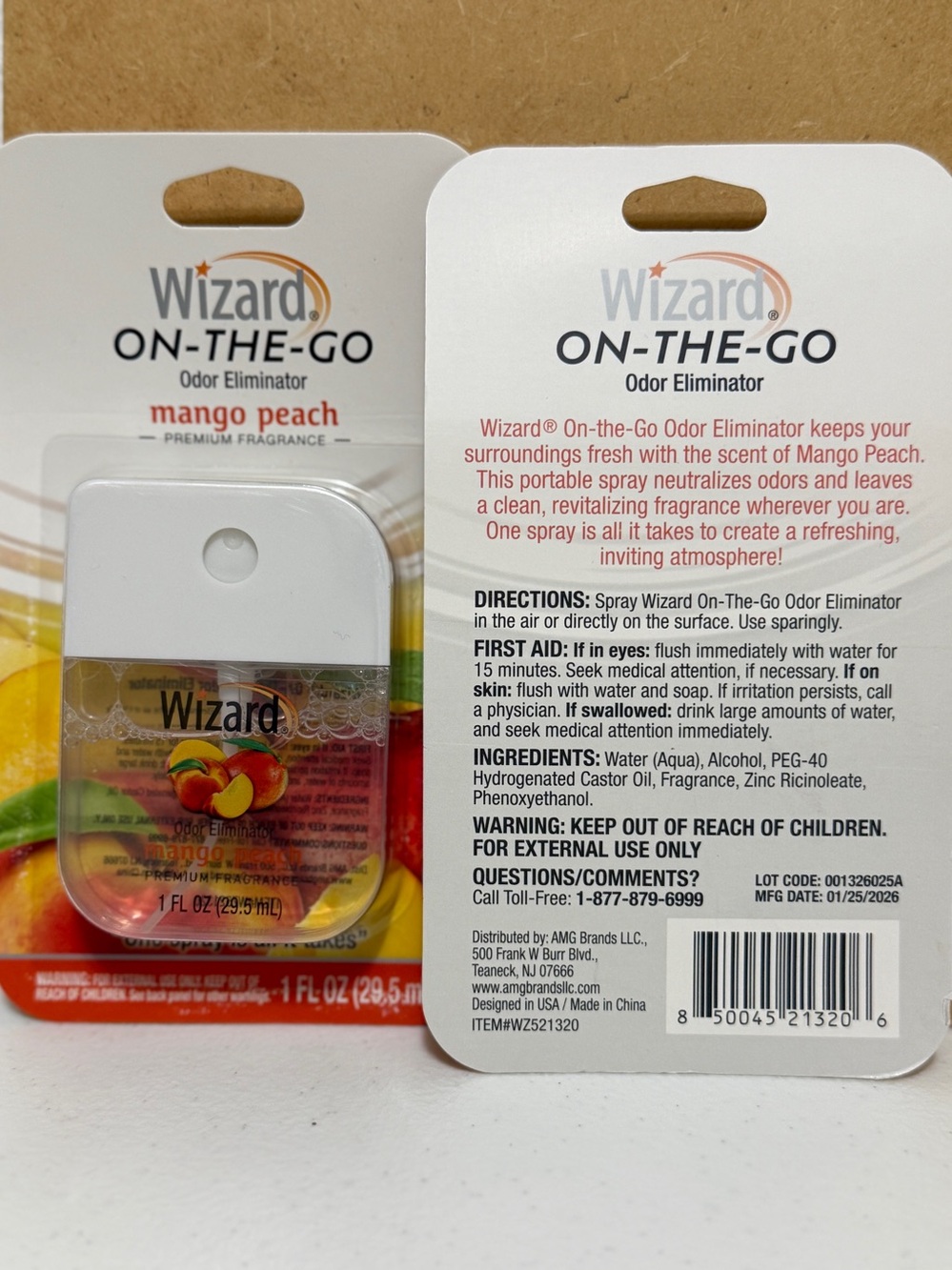2- Wizard On-The-Go Odor Eliminator Spray Mango Peach - Picture 5 of 6